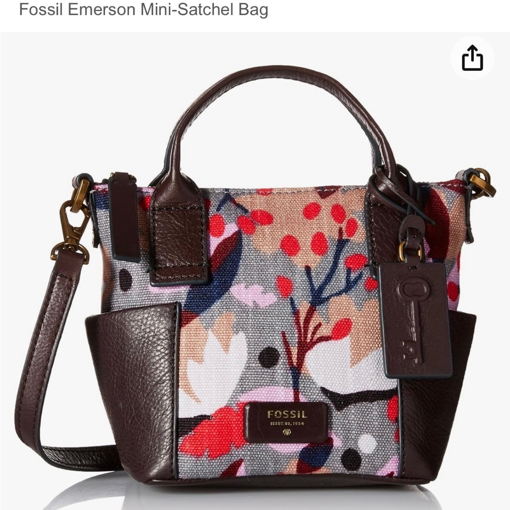 Fossil Emerson Mini-Satchel Crossbody Bag Canvas/Leather